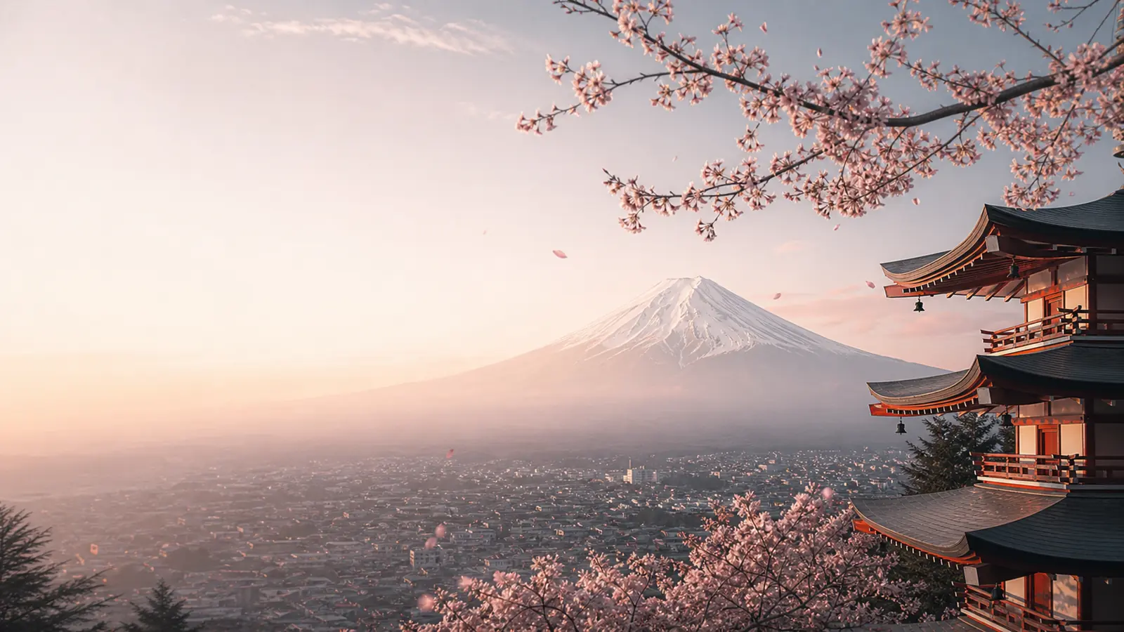 樱花、富士山和日式建筑构成的 BSakura Studio 首页视觉